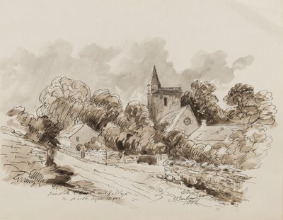 Kewstoke Kerk en Dorp, Weston Super Mare, Somerset, 1882 door John Joseph Barker