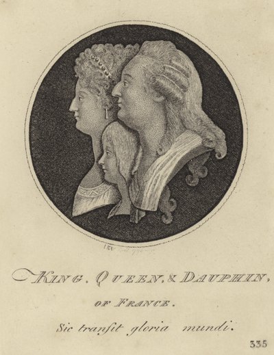 De koning, koningin en dauphin van Frankrijk door John Kay