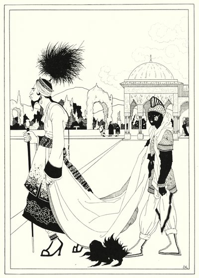 Illustratie voor het verhaal van Aladdin en de wonderlamp (litho) door John Kettelwell