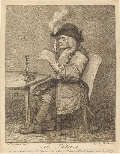 Politicus door John Keyse Sherwin after William Hogarth