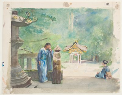 Heilige Fontein, Iyemitsu Tempel door John La Farge or Lafarge
