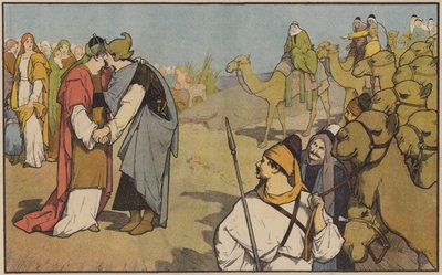 Esau verwelkomt Jakob terug in zijn eigen land door John Lawson