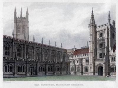 Het Klooster, Magdalen College, Universiteit van Oxford, 19e eeuw door John Le Keux
