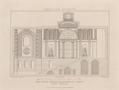 De ingang van de koning, House of Lords door John Le Keux