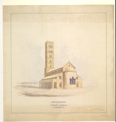 Trinity Church, Kurrachee (Karachi), september 1856 door John Le Mesurier