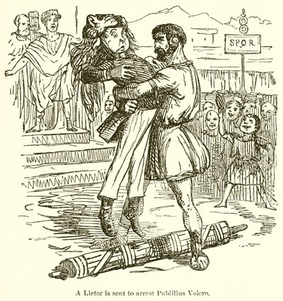 Een Lictor wordt gestuurd om Publilius Volero te arresteren door John Leech