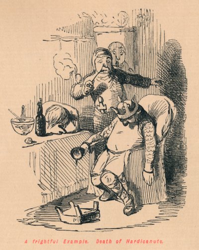 Een Afschrikwekkend Voorbeeld. Dood van Hardicanute door John Leech