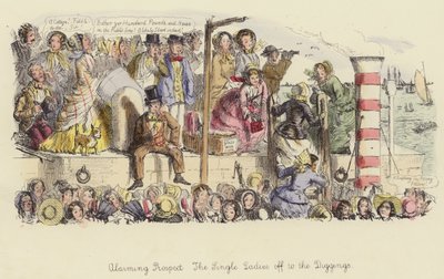 Verontrustend vooruitzicht, de alleenstaande dames naar de goudvelden door John Leech