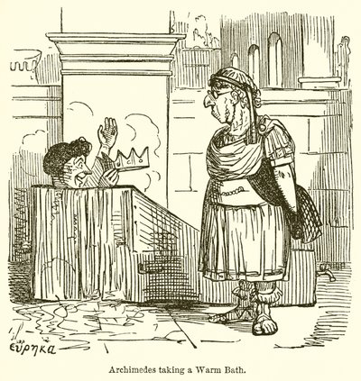 Archimedes neemt een warm bad door John Leech