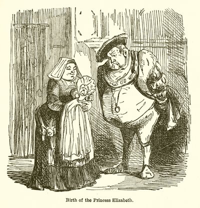 Geboorte van prinses Elizabeth door John Leech