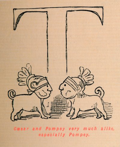 Caesar en Pompeius lijken erg op elkaar, vooral Pompeius, 1852 door John Leech