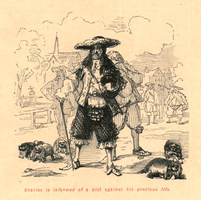 Charles wordt geïnformeerd over een complot tegen zijn kostbare leven, 1897 door John Leech