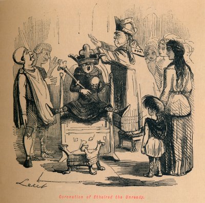 Kroning van Ethelred de Onvoorbereide, ca. 1860 door John Leech