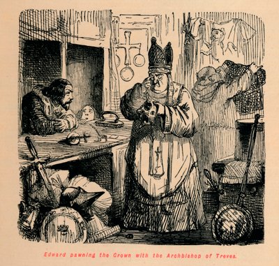 Edward verpandt de kroon met de aartsbisschop van Trier, ca. 1860 door John Leech
