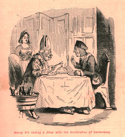 Hendrik VII eet een karbonade met de aartsbisschop van Canterbury, 1897 door John Leech