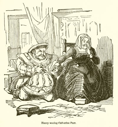 Henry die Catherine Parr het hof maakt door John Leech