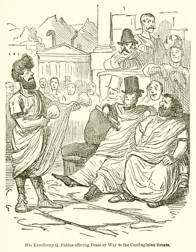 Zijne Excellentie Q. Fabius Biedt Vrede of Oorlog aan de Carthaagse Senaat door John Leech