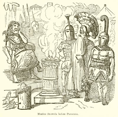 Mucius Scaevola voor Porsenna door John Leech