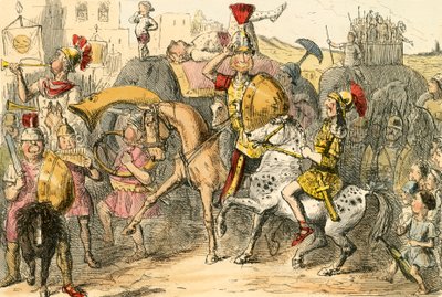 Pyrrhus arriveert in Italië met zijn troep door John Leech
