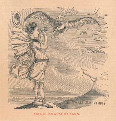 Romulus raadpleegt de Augury, 1852 door John Leech