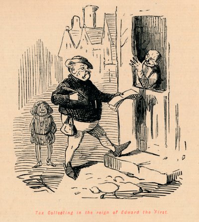Belastinginning tijdens het bewind van Edward de Eerste, ca. 1860 door John Leech