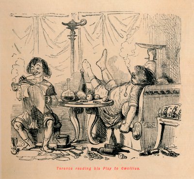 Terentius leest zijn toneelstuk voor aan Caecilius door John Leech