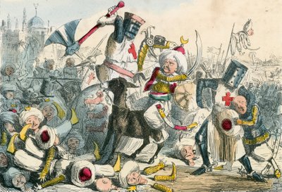 Verschrikkelijk gevecht tussen Richard Leeuwenhart en Saladin door John Leech