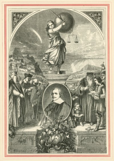 Portret van Jacob Cats, onder allegorische figuur van Universele Gerechtigheid door John Leighton