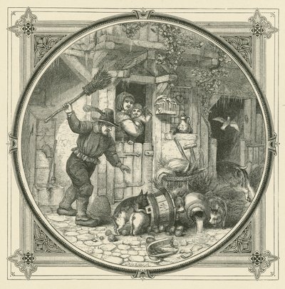 Wat de zeug doet, moeten de biggetjes voor betalen (gravure) door John Leighton