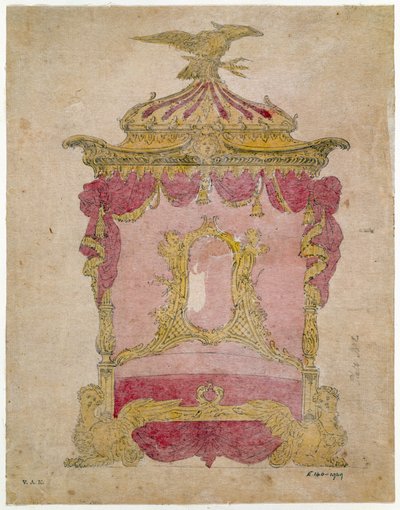 Ontwerp voor een bed, c.1755-60 door John Linnell