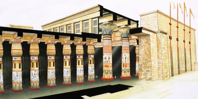 Een reconstructie van een deel van de Hypostyle Hal door John Marshall