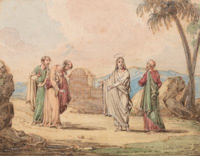 Christus met Drie Figuren door John Martin