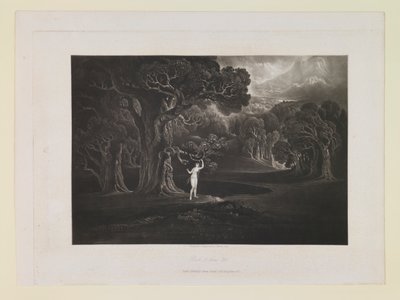 Satan verleidt Eva, boek 9, regel 780, uit „Het verloren paradijs” door John Martin