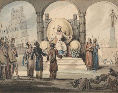 Sadrach, Mesach en Abednego voor Nebukadnezar door John Martin