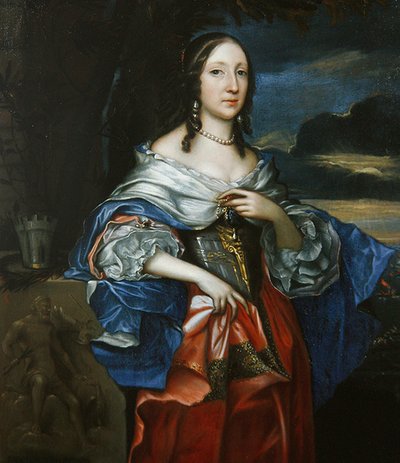 Portret van een dame vermoedelijk Elizabeth Claypole door John Michael Wright