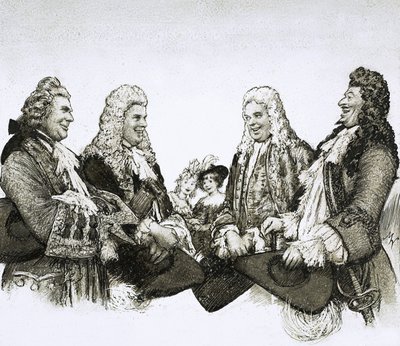 In de tijd van Lodewijk XIV van Frankrijk droegen heren immense pruiken door John Millar Watt
