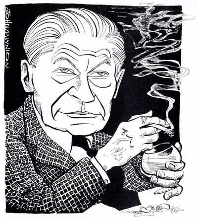 Arthur Koestler, karikatuur door John Minnion