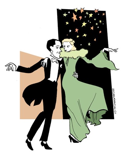 Fred Astaire en Ginger Rogers dansen door John Minnion