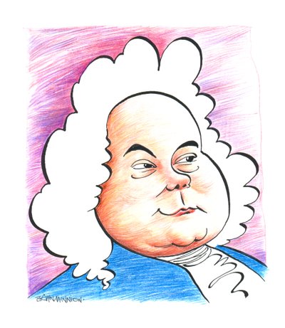Georg Friedrich - George Frideric Händel - karikatuur van de Duitse (later Engelse) componist John Minnion door John Minnion