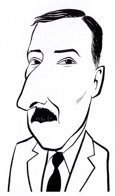 Stefan Zweig, karikatuur door John Minnion
