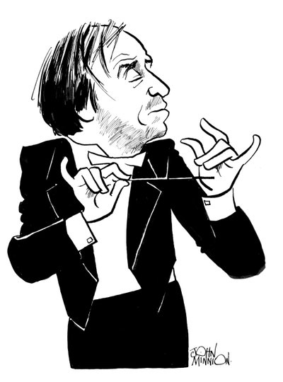 Valery Gergiev karikatuur, Russische dirigent en directeur van operagezelschappen: b door John Minnion
