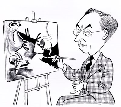 Vassily ( Wassily ) Kandinsky, karikatuur met ezel door John Minnion