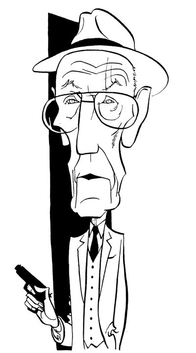 William S Burroughs, karikatuur door John Minnion door John Minnion