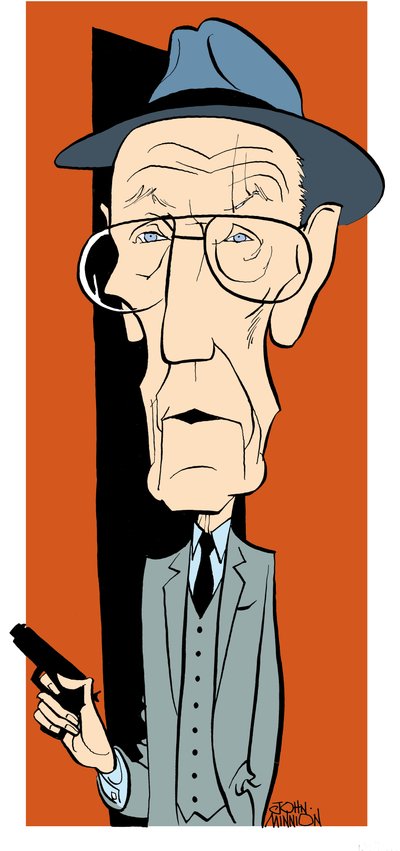 William S Burroughs, karikatuur door John Minnion door John Minnion