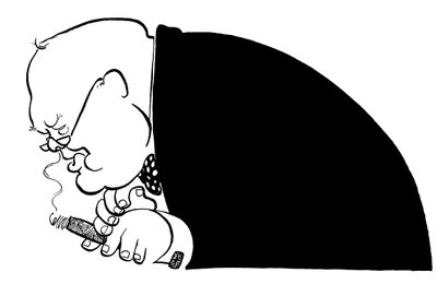 Winston Churchill karikatuur, Brits politicus, diende als premier van het Verenigd Koninkrijk van 1940 tot 1945 door John Minnion