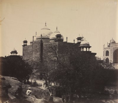 Taj Mahal, Achteraanzicht van het Rusthuis, met Figuur, ca. 1858-1862 door John Murray