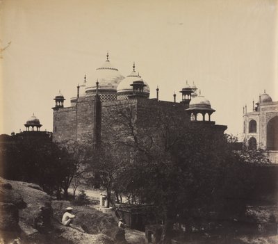 Taj Mahal, Achteraanzicht van het Rusthuis, met Figuur, ca. 1858-1862 door John Murray