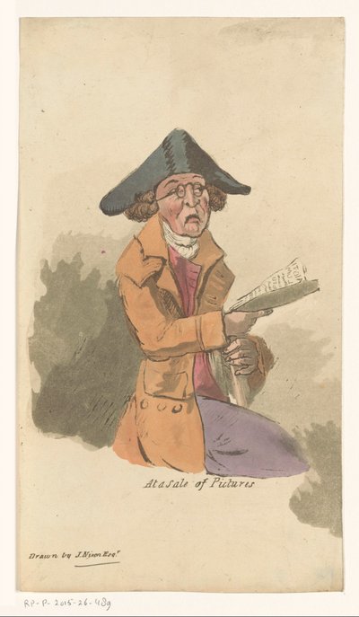 Man op een schilderijenveiling door John Nixon