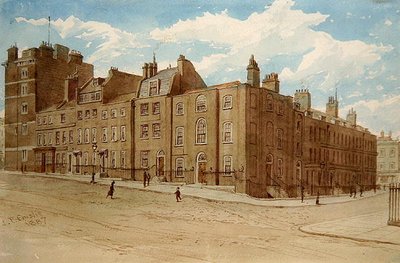 Uitzicht op Old Cobham Row en een deel van Cold Bath Square, Finsbury door John Phillipp Emslie