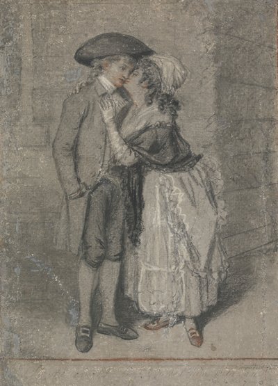 Dus ving ze hem en kuste hem (Spreuken, hoofdstuk VII, vers 13) door John Raphael Smith